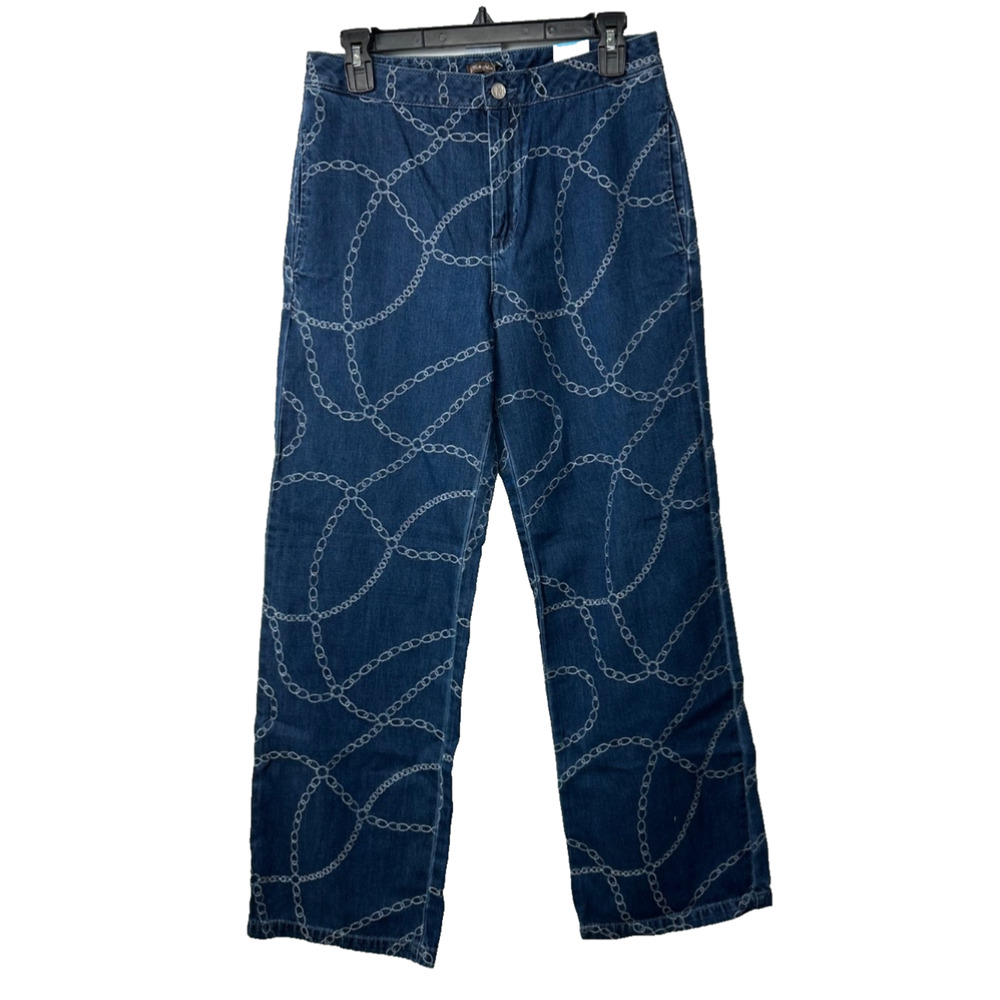 NEW J. McLaughlin Jeans Bashford All-over Chains WIDE LEG 6 Trousers Pants A31 - Picture 2 of 8